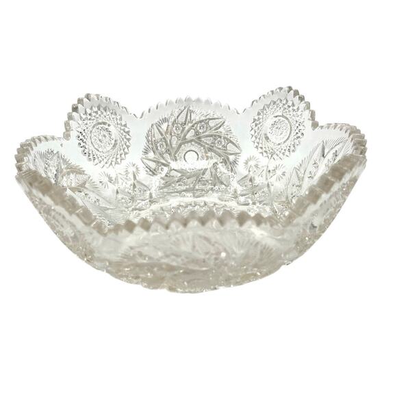 American Brilliant Cut Glass Bowl Very Unique - Picture 1 of 5